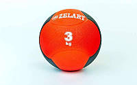 Мяч медицинский (медбол) 3кг (резина, d-21,5см, красный-черный)