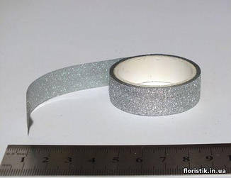 Скотч декоративний металізований, 15 мм х 3 м., срібний