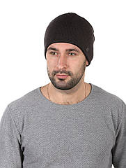 Шапка в'язана чоловіча коричнева з ремінцем