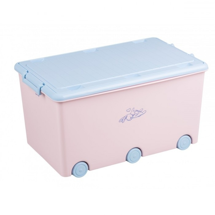 Ящик для іграшок з колесами Tega Rabbits KR-010 Польща (рожевий/блакитний)