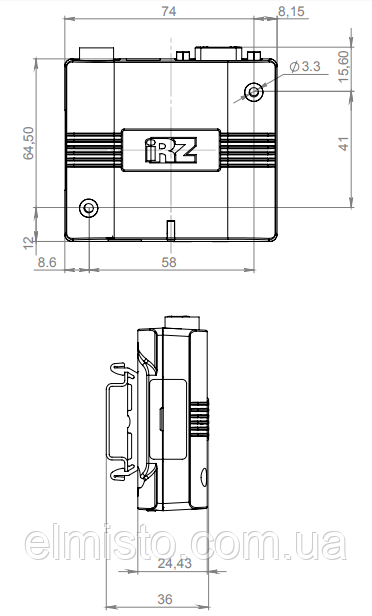 GSM/GPRS-модема MC52iT габариты