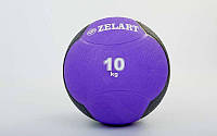 М'яч медичний (медбол) 10 кг (гума, d-28,5 см, фіолетовий-чорний)