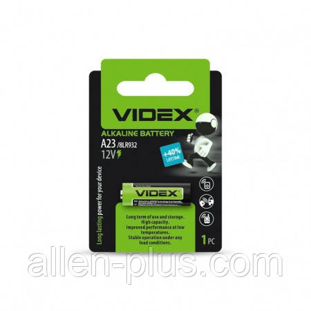 Батарейка лужна VIDEX А23/Е23А 12 V 1 pc BLISTER CARD (12/240)