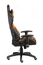 Ігрове крісло ExtremeRace пластик механізм Tilt артшкіра чорна з помаранчевими вставками (Special4You-ТМ), фото 3