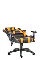 Ігрове крісло ExtremeRace пластик механізм Tilt артшкіра чорна з помаранчевими вставками (Special4You-ТМ), фото 2
