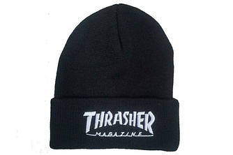 Зимова шапка Thrasher чорна унісекс з підворотом