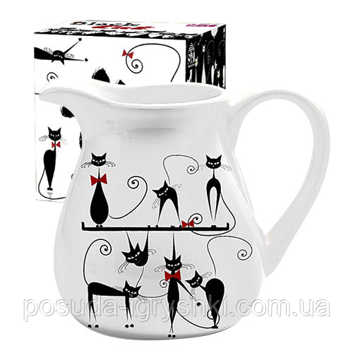 2234-12 Глечик "Чорна кішка" об'єм 1000мл., висота-14см., фото 1