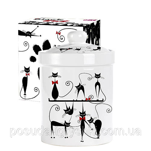 6922-12 Ємність для сипучих продуктів "Чорна кішка" об'єм 700мл (діаметр-10см, висота-16см)., фото 1
