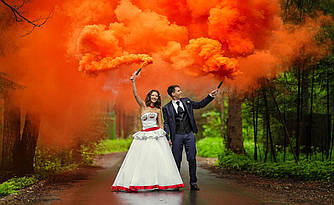 Ручний Помаранчевий кольоровий дим, димова шашка, довга рукоятка, 60 секунд, Помаранчевий Дим