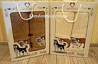 Подарочный набор полотенец ( баня+лицо) "Собака" Новый Год TWO DOLPHINS, 0146