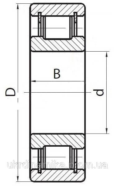 Радіальний циліндричний роликопідшипник однорядний - схема