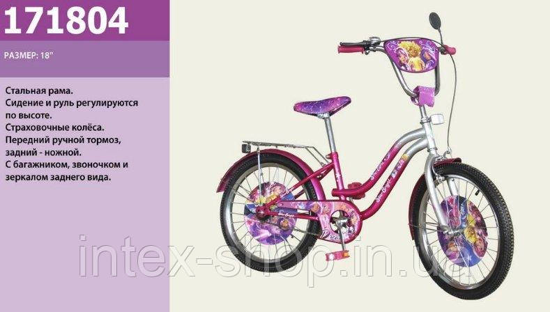 Двоколісний велосипед 18" Фіолетовий (171804) з багажником