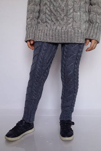 Купить Теплые вязаные гамаши на девочку светлый джинс размер 30-42 ...