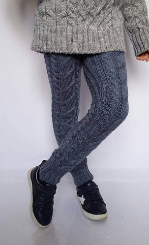 Купить Теплые вязаные гамаши на девочку светлый джинс размер 30-42 ...