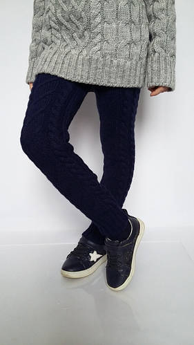 Купить Теплые вязаные гамаши на девочку темно-синие размер 30-42, цена ...