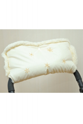 Модный карапуз ТМ Муфта для коляски на овчині молочна