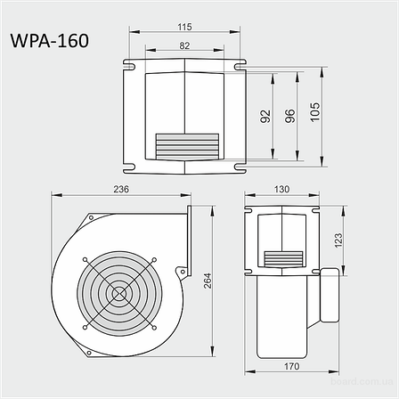 Нагнітальний вентилятор MPLUSM WPA 160 (630 м3/год), фото 2