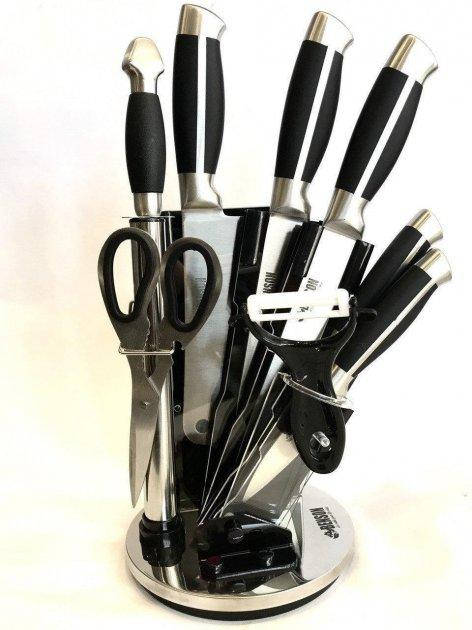 

Набор кухонных ножей из нержавеющей стали с черной ручкой на подставке Benson (9 предметов)