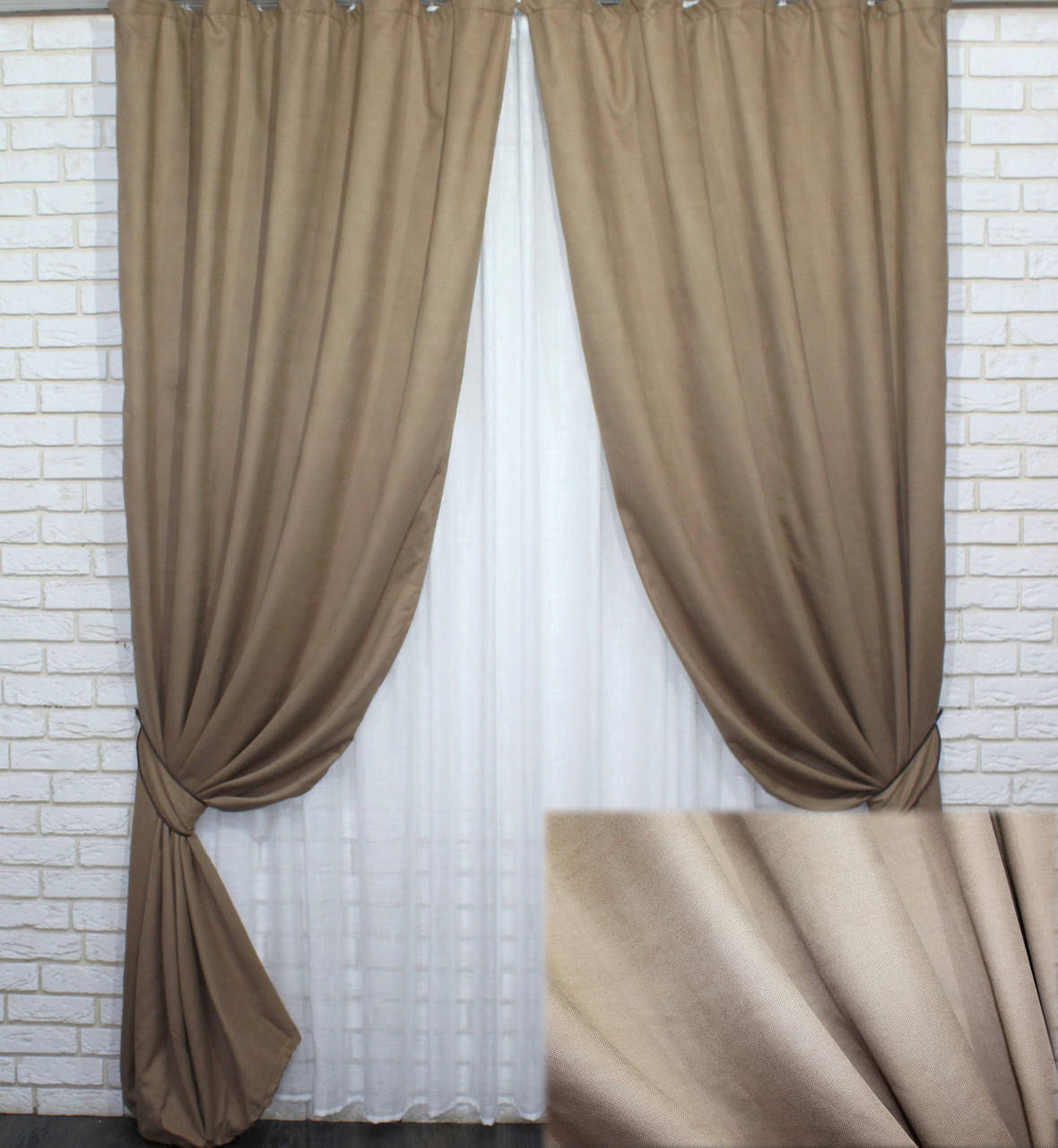 

Комплект (2шт. 1,5х2,7м.) штор из ткани микровелюр Petek. Цвет тёмный беж. Код 749ш 30-532, Бежевый