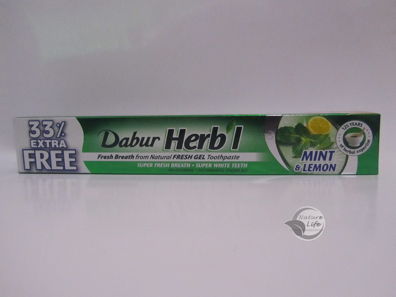 Зубна паста фреш гель Дабур Хербал, М'ята та лимон "DABUR HERB`L MINT&LEMON" 80 г