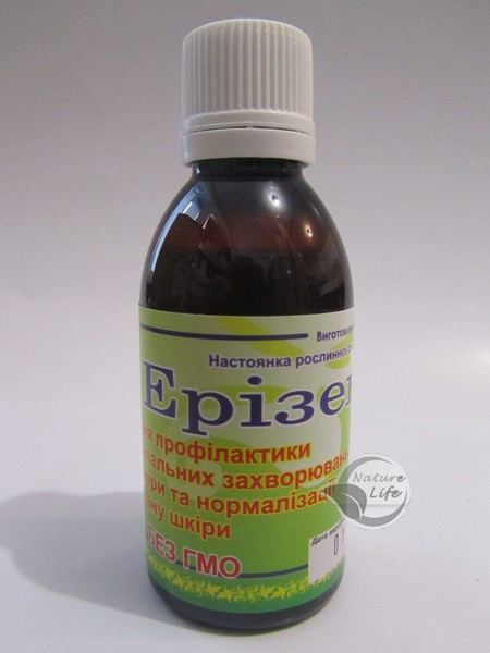 Настоянка "Еризан" 50 мл — у разі стафілококових і стрептококових інфекцій, подразнень шкіри, фурункулах