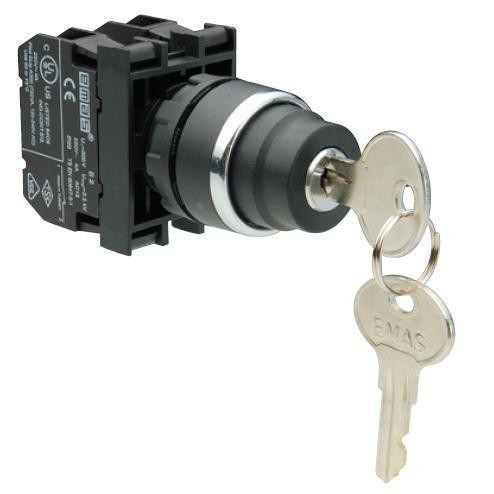 Кнопка з ключем 0-1, ключ виймається в положенні 0 (1НО+1НЗ), фото 1