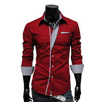 Рубашка мужская приталенная M, L, XL, XXL , ( красный )