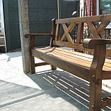 Лава садова дерев'яна зі спинкою Українка 3м, фото 2