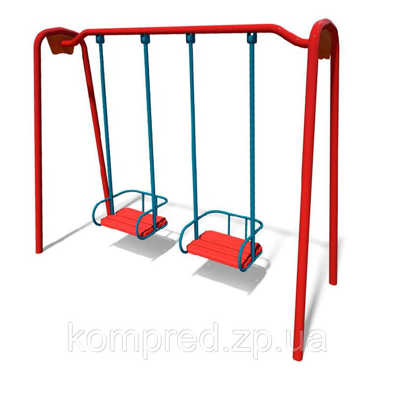 Гойдалки дитячі подвійні на жорсткій підвісці великі БК-723К, фото 1