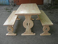 Комплект мебели стол деревянный и 2 скамейки Аленка 1,7м