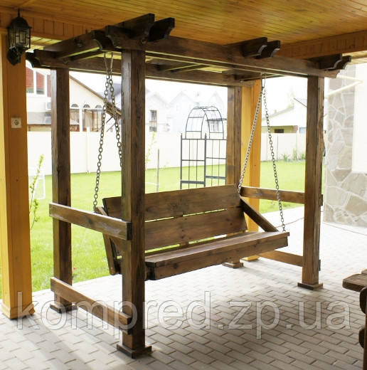 Дерев'яні гойдалки з навісом Бансай, фото 1