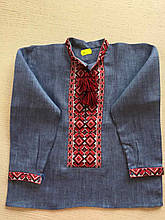 Вишиванка лляна ручної роботи для хлопчика 1-2 роки