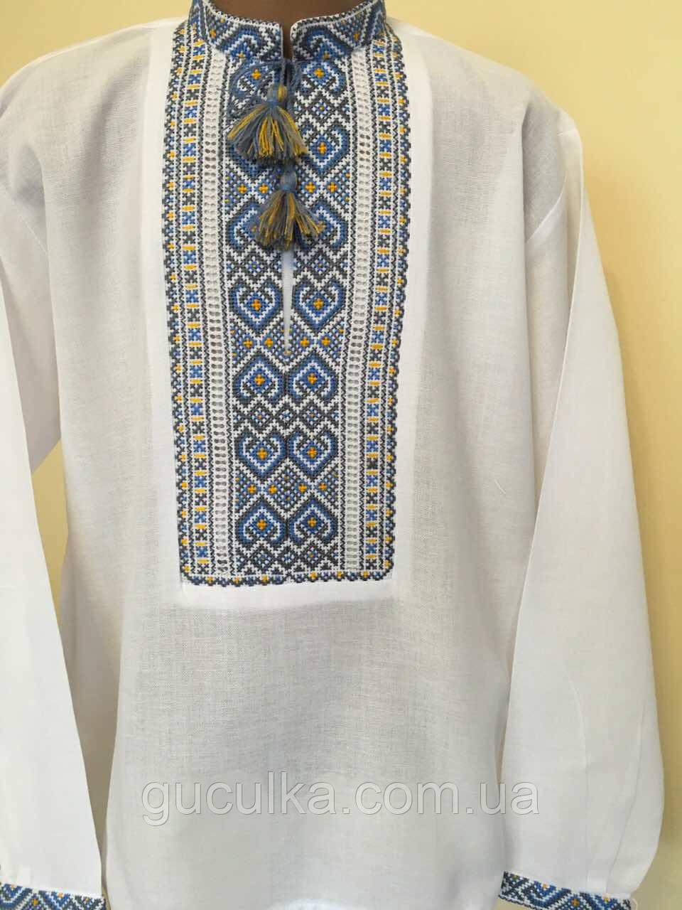 Вишиванка хлопчакова вишита хрестиком та мережкою 9-10 років, фото 1