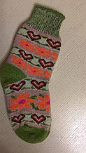 Шкарпетки зимові шерстяні з малюнком "Квіточка" універсальний розмір Зелений