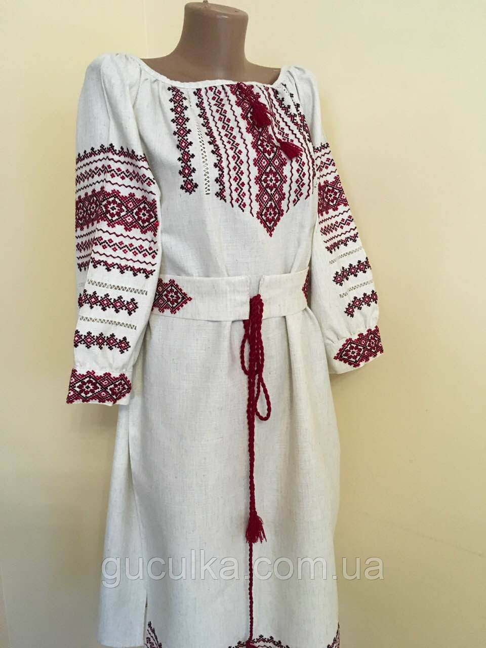Сукня вишиванка з орнаментом вишита крестиком та мережкою, фото 1