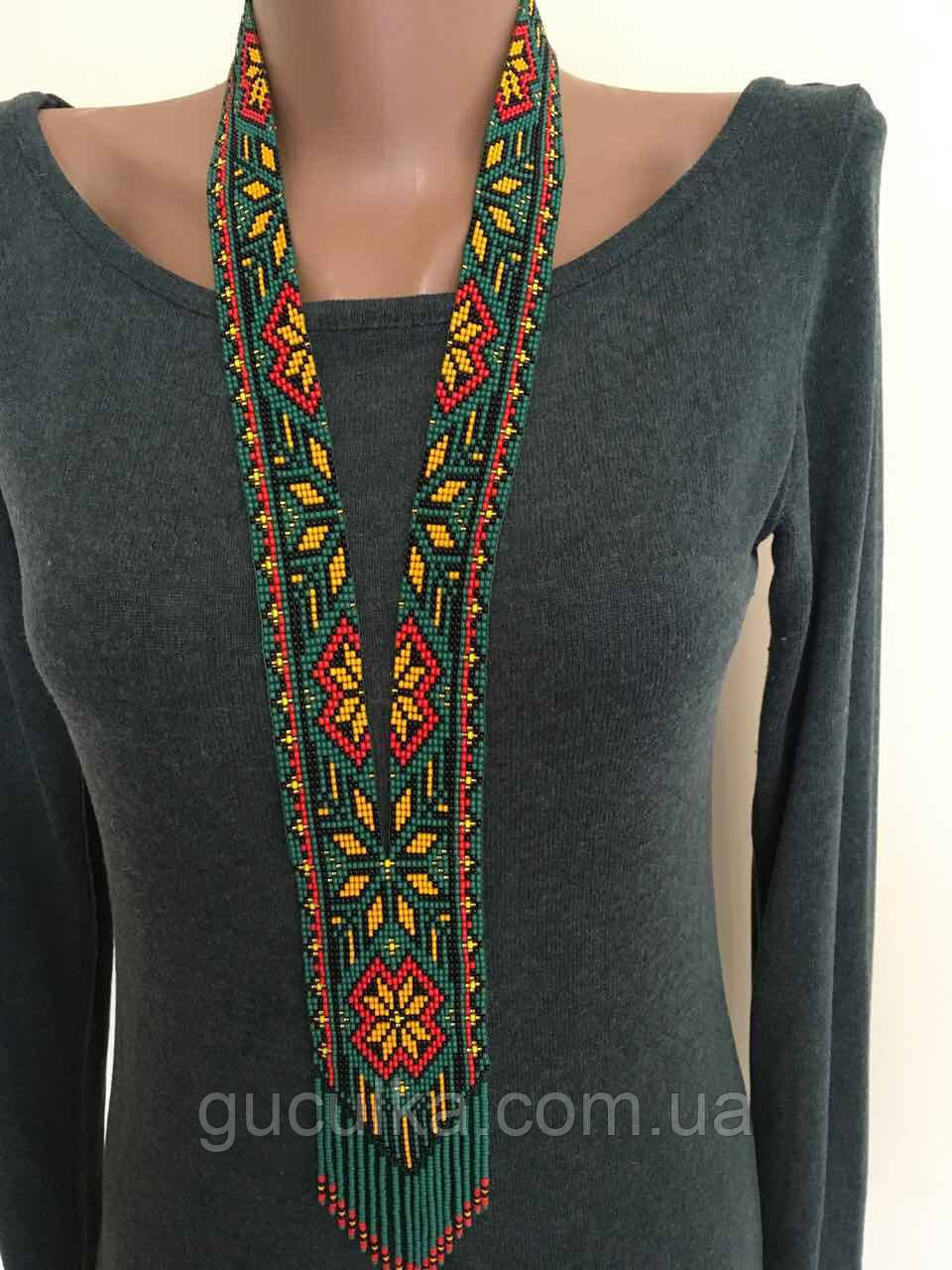 Гердан намисто з бісеру в етно стилі ручної роботи, фото 1