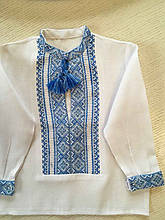 Сорочка біла вишита на домотканому полотні для хлопчика на 1-2 роки