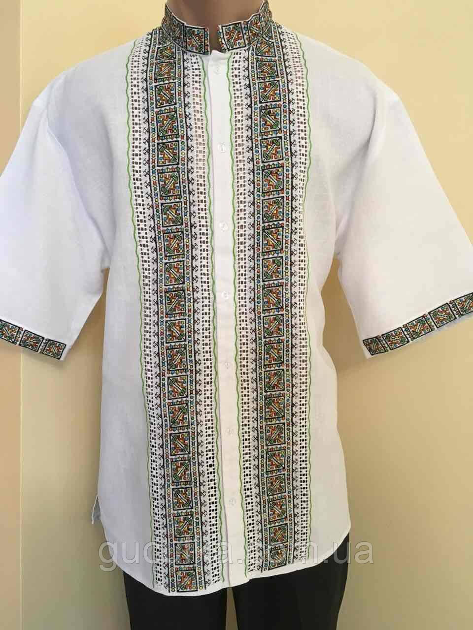 Чоловіча вишиванка ручної роботи вишита на полотні 52 р, фото 1