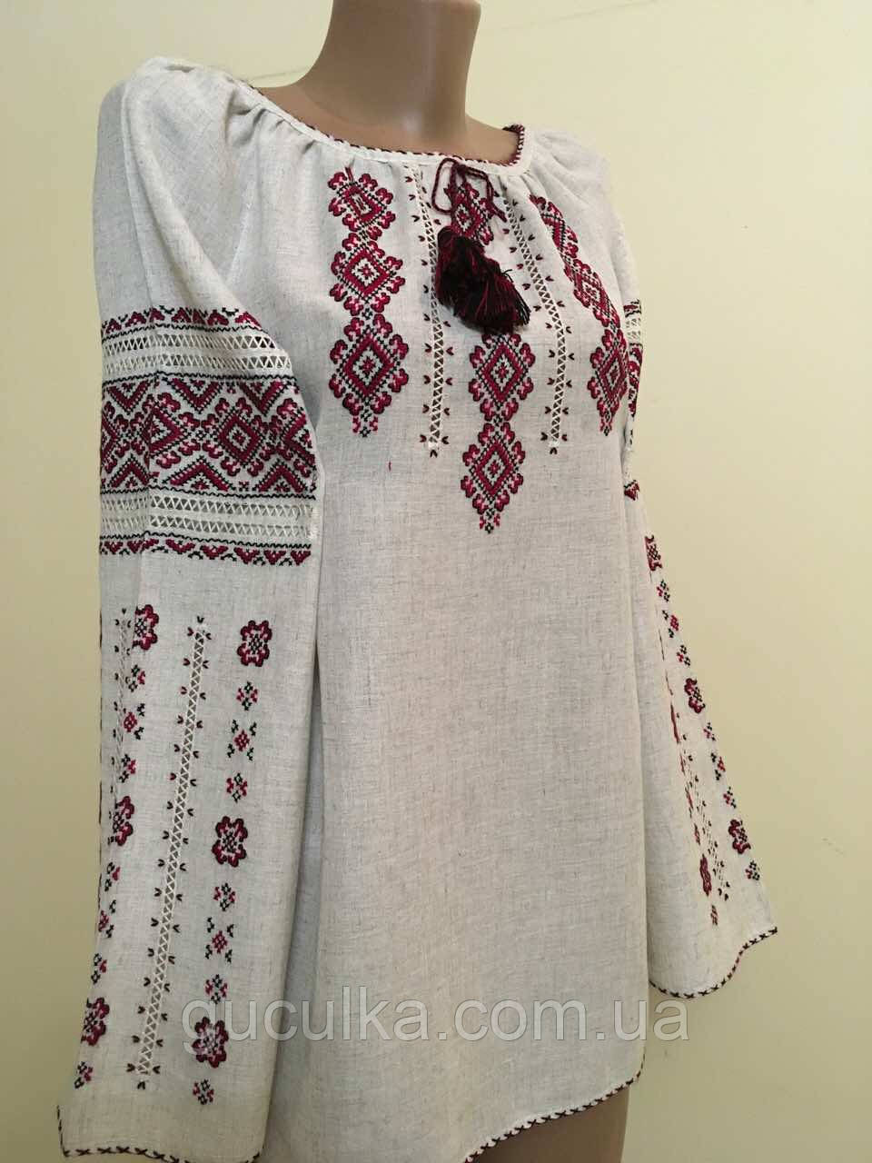 Вишиванка жіноча сірий льон ручна робота, фото 1