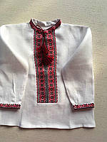 Рубашка вышитая ручной работы белый лен на 1-2 года.
