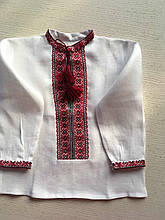 Сорочка вишита ручної роботи білий льон на 1-2 роки