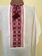 Лляна біла вишиванка для хлопця 9-10 років