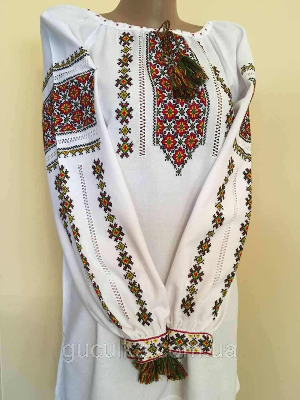 Вишиванка жіноча вишита хрестиком ручна робота  48-50 (L-XL), фото 1