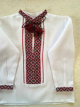 Вишиванка біла на домотканому полотні для хлопчика на 1-2 роки