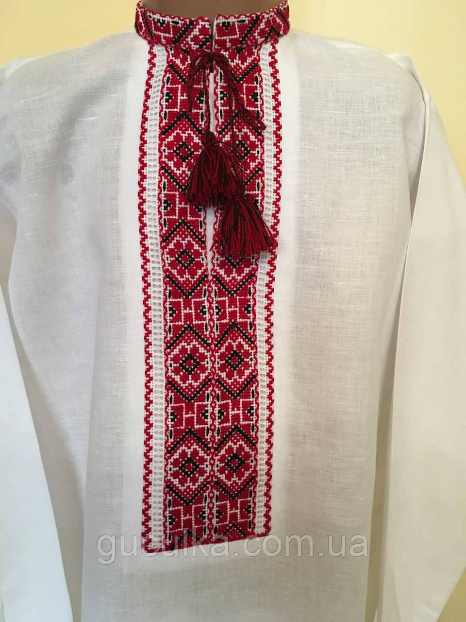 Лляна біла вишиванка для хлопця 9-10 років, фото 1