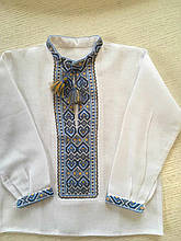 Сорочка біла вишита на домотканому полотні для хлопчика на 1-2 роки