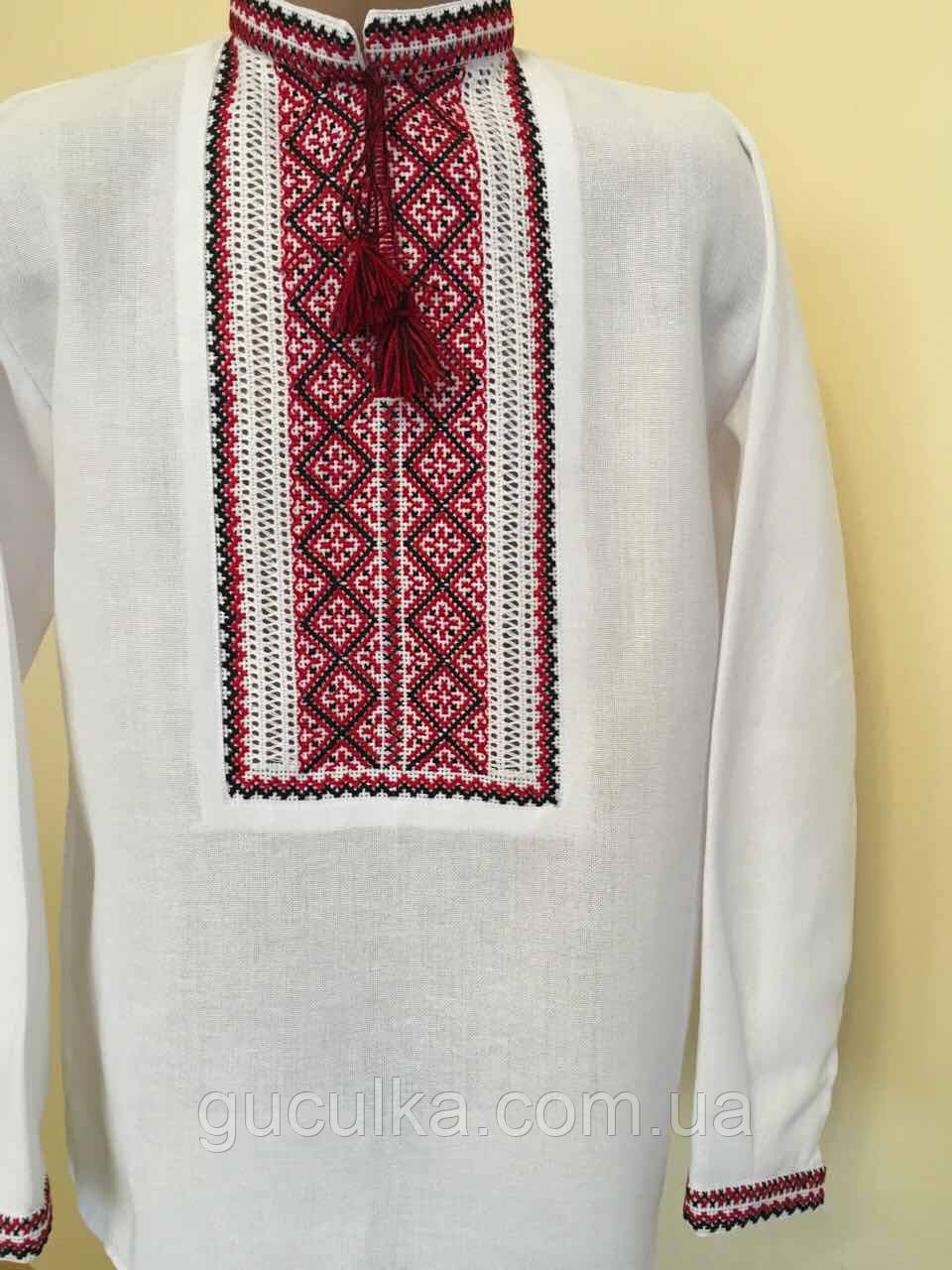 Сорочка біла вишита хрестиком та мережкою 9-10 років (ручна робота), фото 1