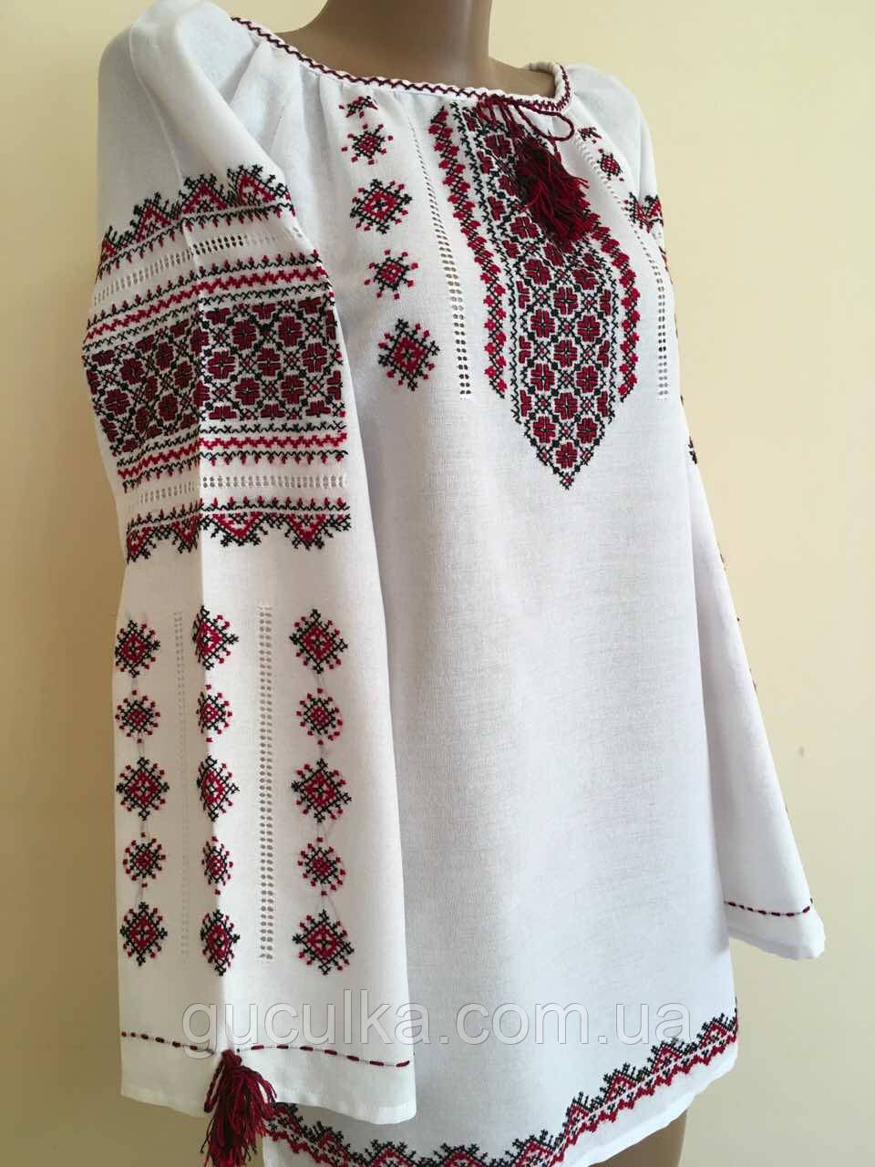 Біла вишита блузка ручної роботи розмір 44 (М), фото 1