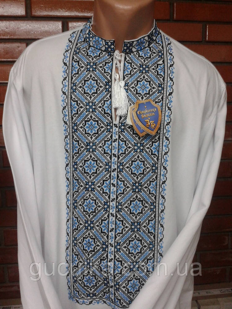 Чоловіча вишиванка з широким орнаментом на домотканому полотні, фото 1