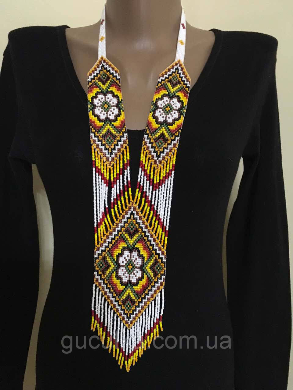 Гердан намисто з бісеру в етно стилі ручної роботи, фото 1